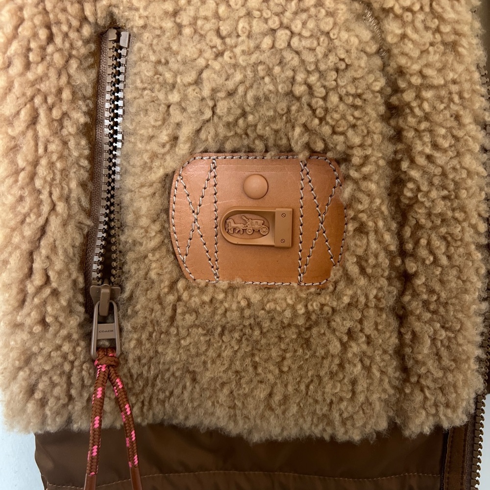 Coach Shearling Leather Tan Vest Jacket Outerwear BNWT - Picture 5 of 12